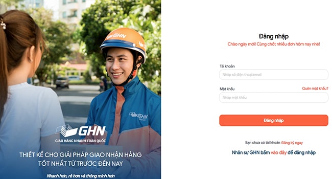 Đăng nhập tài khoản GHN